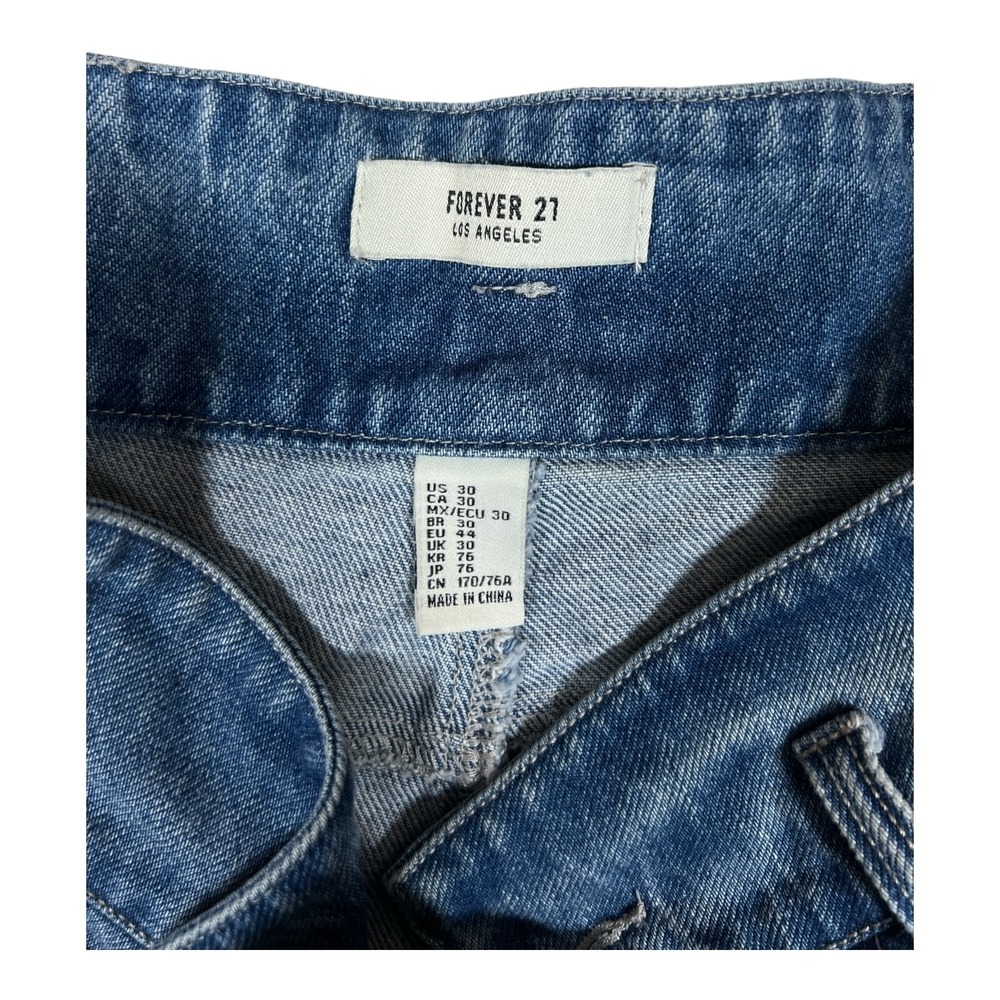 Forever 21 High Waist Denim Jean Shorts Womens Size‎ 30 Raw Hem Blue - Picture 2 of 5